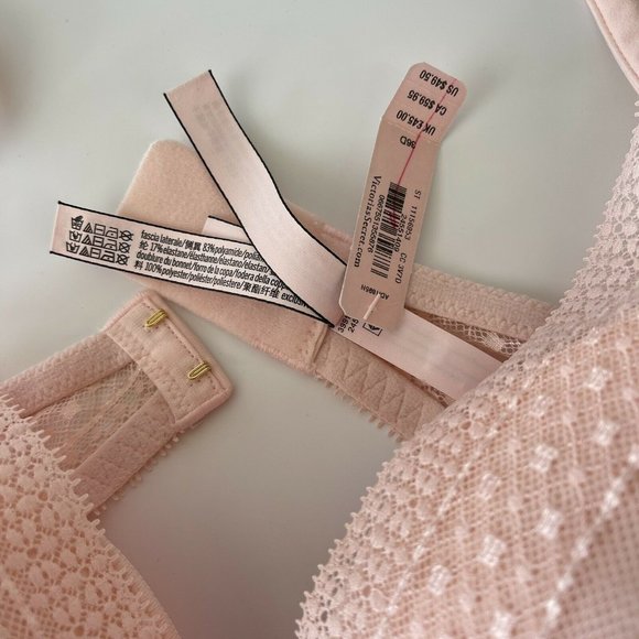 NWT!! Victoria's Secret Lightly Lined Lace Plunge Bra Champagne 36D NEW - Picture 4 of 6